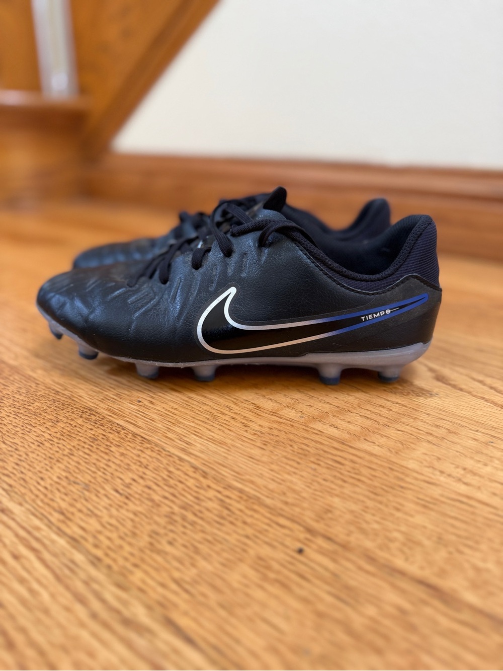 Nike Kids Black and White Tiempo Soccer Cleats